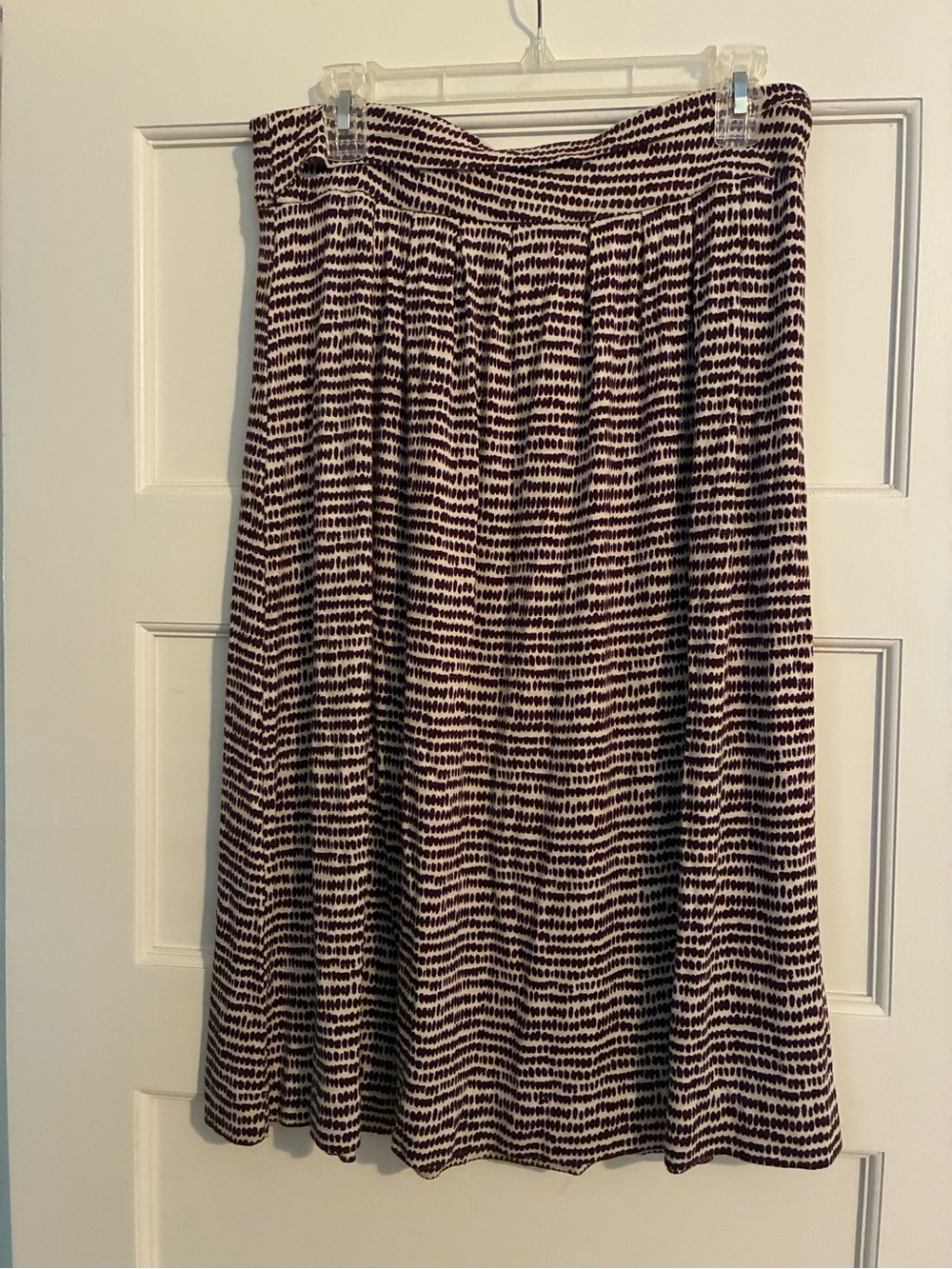 LOFT Brown and Cream Midi A-Line Skirt